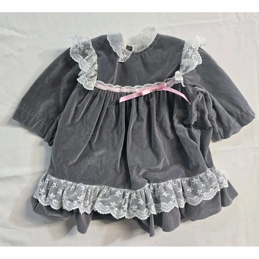 vintage girls piccolo pleated red bibbed dress‎ with floral size 3t Lot Of 4